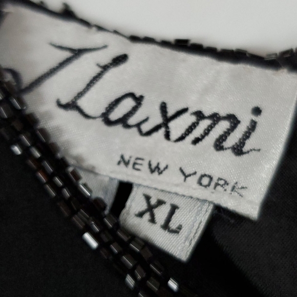 Vintage J Laxmi beaded top black Bugle beads Large - Picture 3 of 6